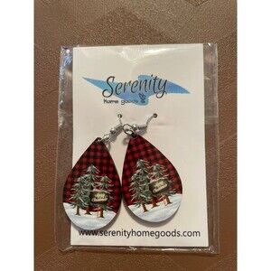 Wooden teardrop Christmas Trees  earrings women’s